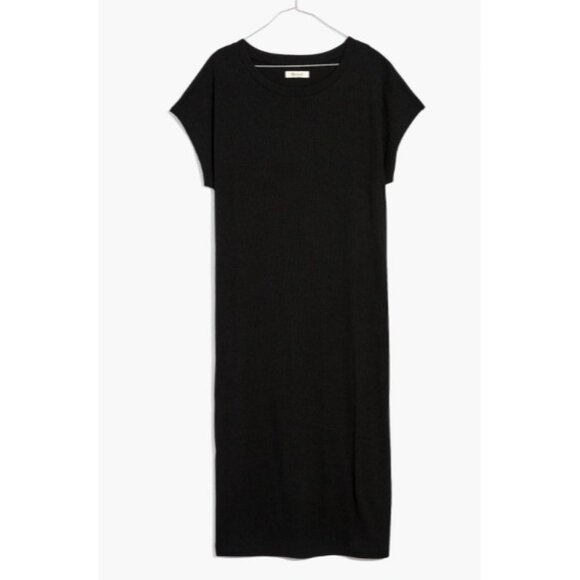 Madewell Women's Ribbed Shoulder Tee Midi Dress in Black XS - Picture 6 of 9